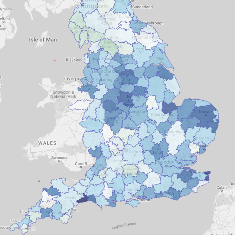 Population Per Gym in England