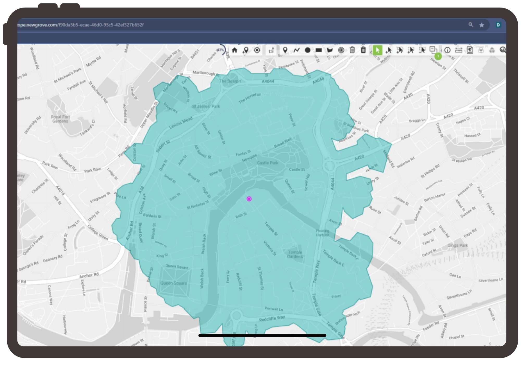 Visualising a 10 minute walk radius around a chosen location.